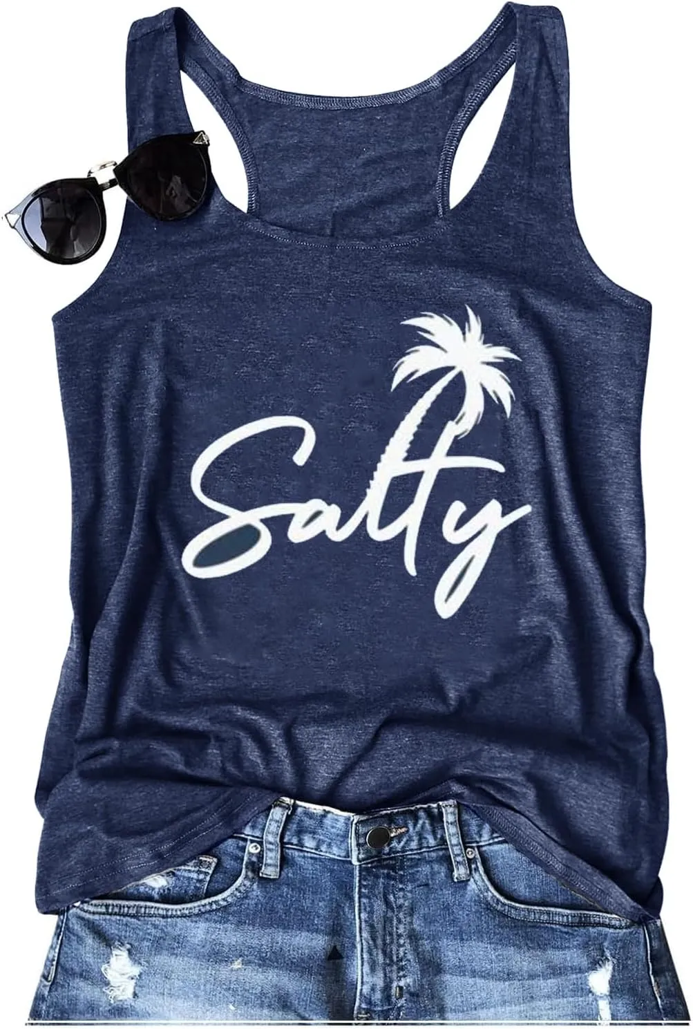 Womens Vintage Graphic Racerback Tank Tops Summer Beach Vacation Tank Cami Casual Loose Workout Yoga Tanks Vest