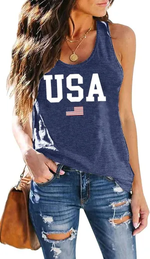 Womens Vintage Graphic Racerback Tank Tops Summer Beach Vacation Tank Cami Casual Loose Workout Yoga Tanks Vest