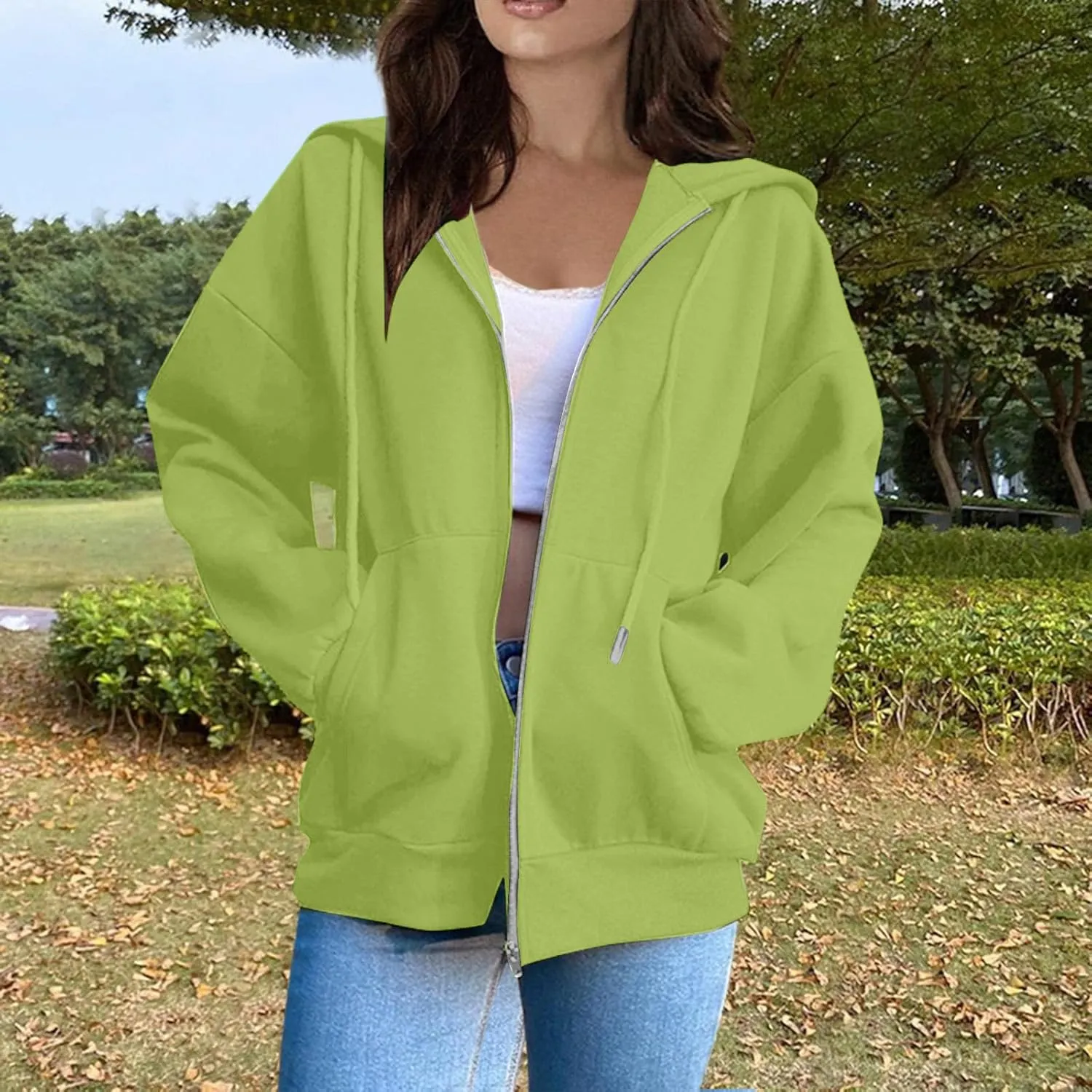 Womens Zip Up Hoodies 2024 Causal Lightweight Hooded Sweatshirt Long Sleeve Jackets Fall Outfits With Pockets