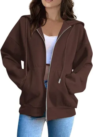 Womens Zip Up Hoodies 2024 Causal Lightweight Hooded Sweatshirt Long Sleeve Jackets Fall Outfits With Pockets