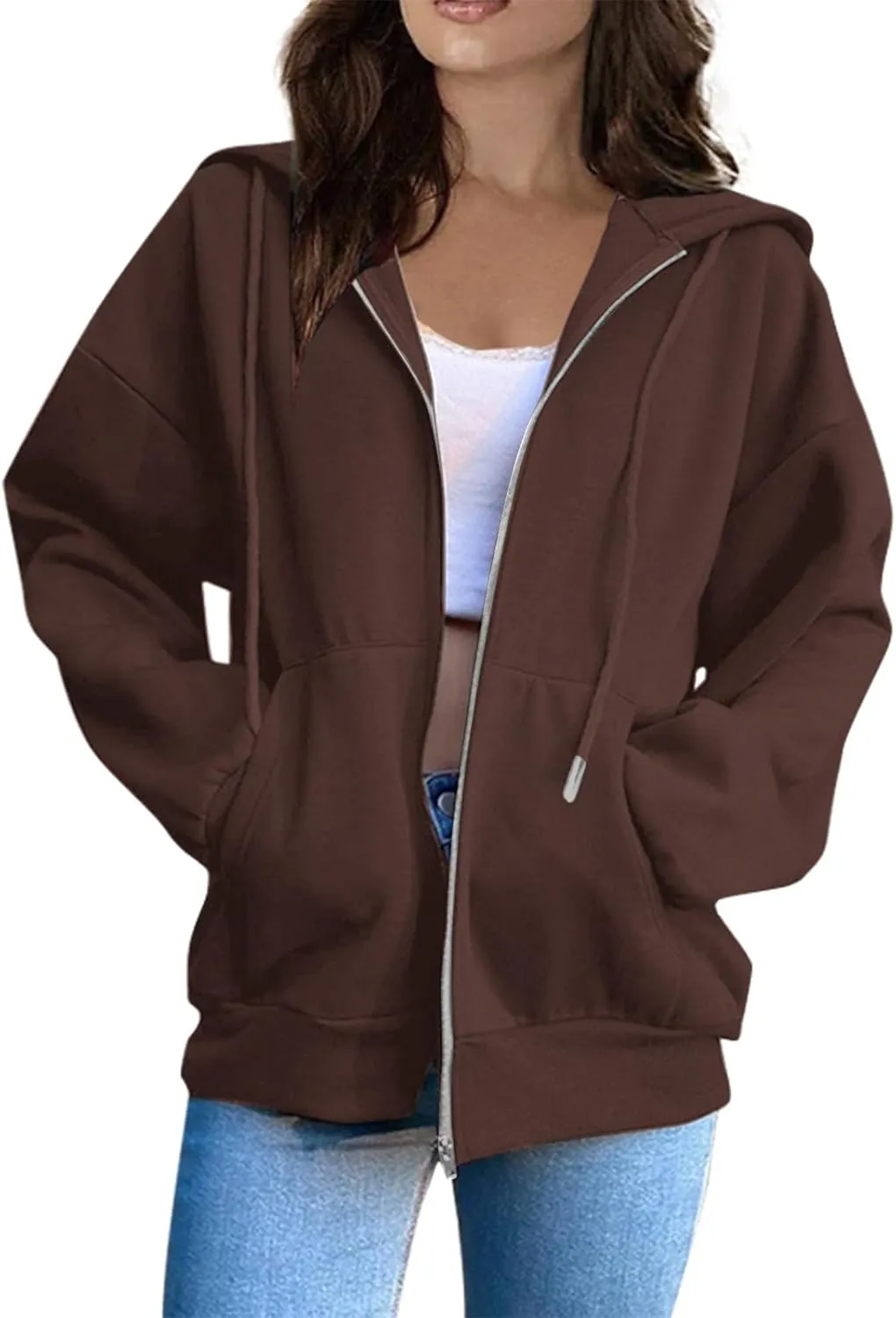 Womens Zip Up Hoodies 2024 Causal Lightweight Hooded Sweatshirt Long Sleeve Jackets Fall Outfits With Pockets
