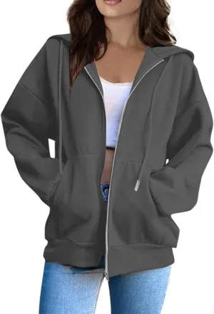 Womens Zip Up Hoodies 2024 Causal Lightweight Hooded Sweatshirt Long Sleeve Jackets Fall Outfits With Pockets