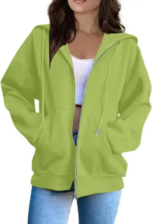 Womens Zip Up Hoodies 2024 Causal Lightweight Hooded Sweatshirt Long Sleeve Jackets Fall Outfits With Pockets