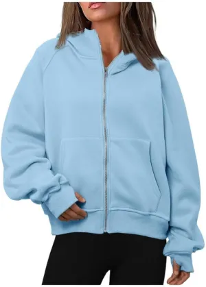 Womens Zip Up Hoodies Fleece Jackets Oversized Sweatshirts Fall Fashion Outfits 2024 Sweaters Winter Clothes