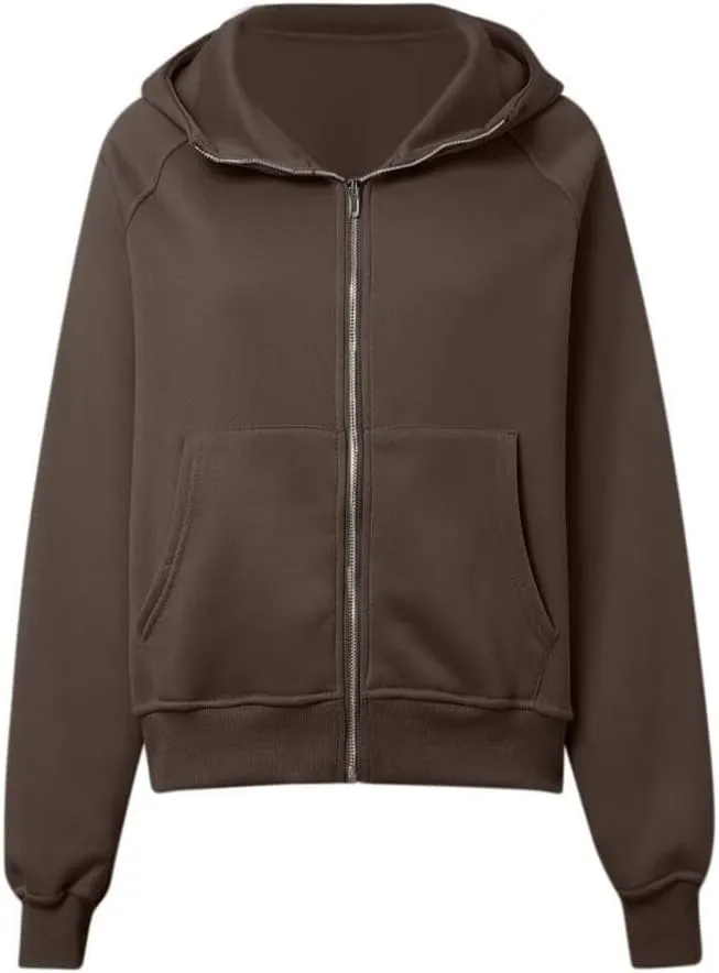 Womens Zip Up Hoodies Fleece Jackets Oversized Sweatshirts Fall Fashion Outfits 2024 Sweaters Winter Clothes