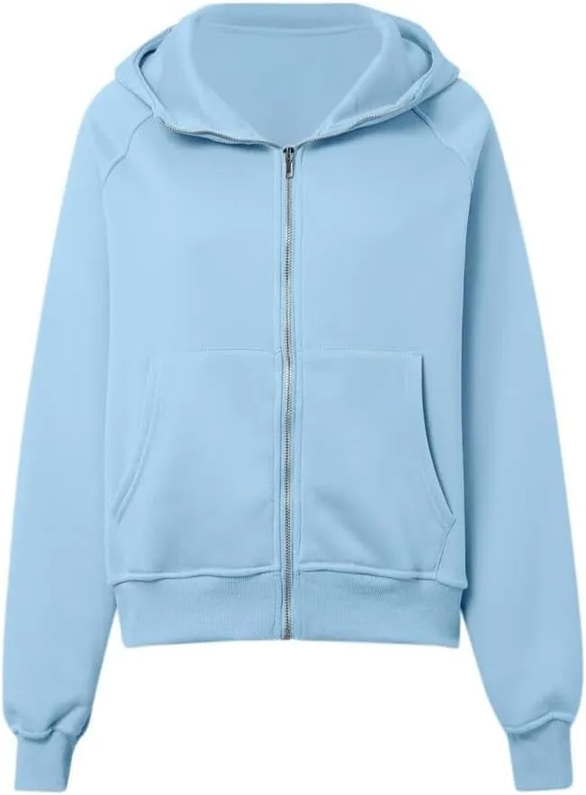 Womens Zip Up Hoodies Fleece Jackets Oversized Sweatshirts Fall Fashion Outfits 2024 Sweaters Winter Clothes