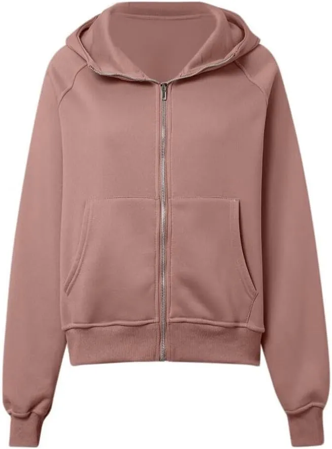 Womens Zip Up Hoodies Fleece Jackets Oversized Sweatshirts Fall Fashion Outfits