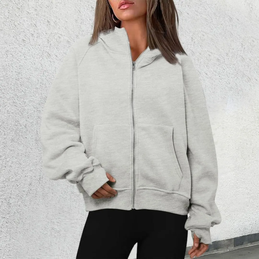 Womens Zip Up Hoodies Fleece Jackets Oversized Sweatshirts Fall Fashion Outfits