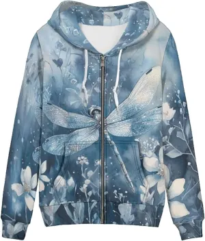 Womens Zip Up Hoodies Long Sleeve Hooded Sweatshirts 2024 Outfits Casual Drawstring Jacket with Pockets