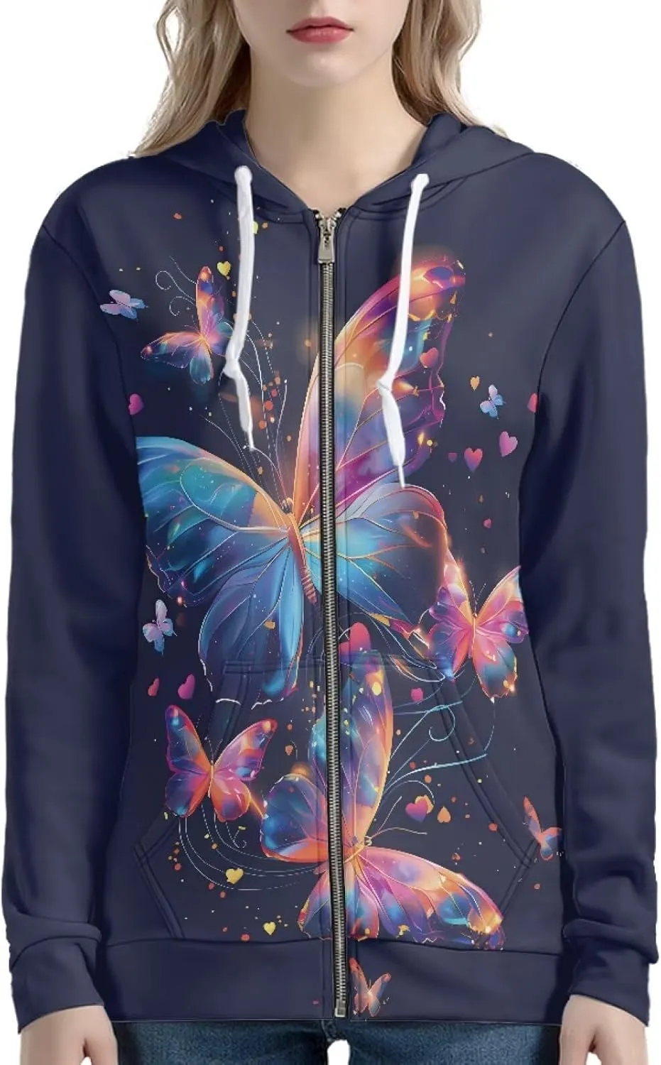 Womens Zip Up Hoodies Long Sleeve Hooded Sweatshirts 2024 Outfits Casual Drawstring Jacket with Pockets