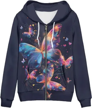 Womens Zip Up Hoodies Long Sleeve Hooded Sweatshirts 2024 Outfits Casual Drawstring Jacket with Pockets