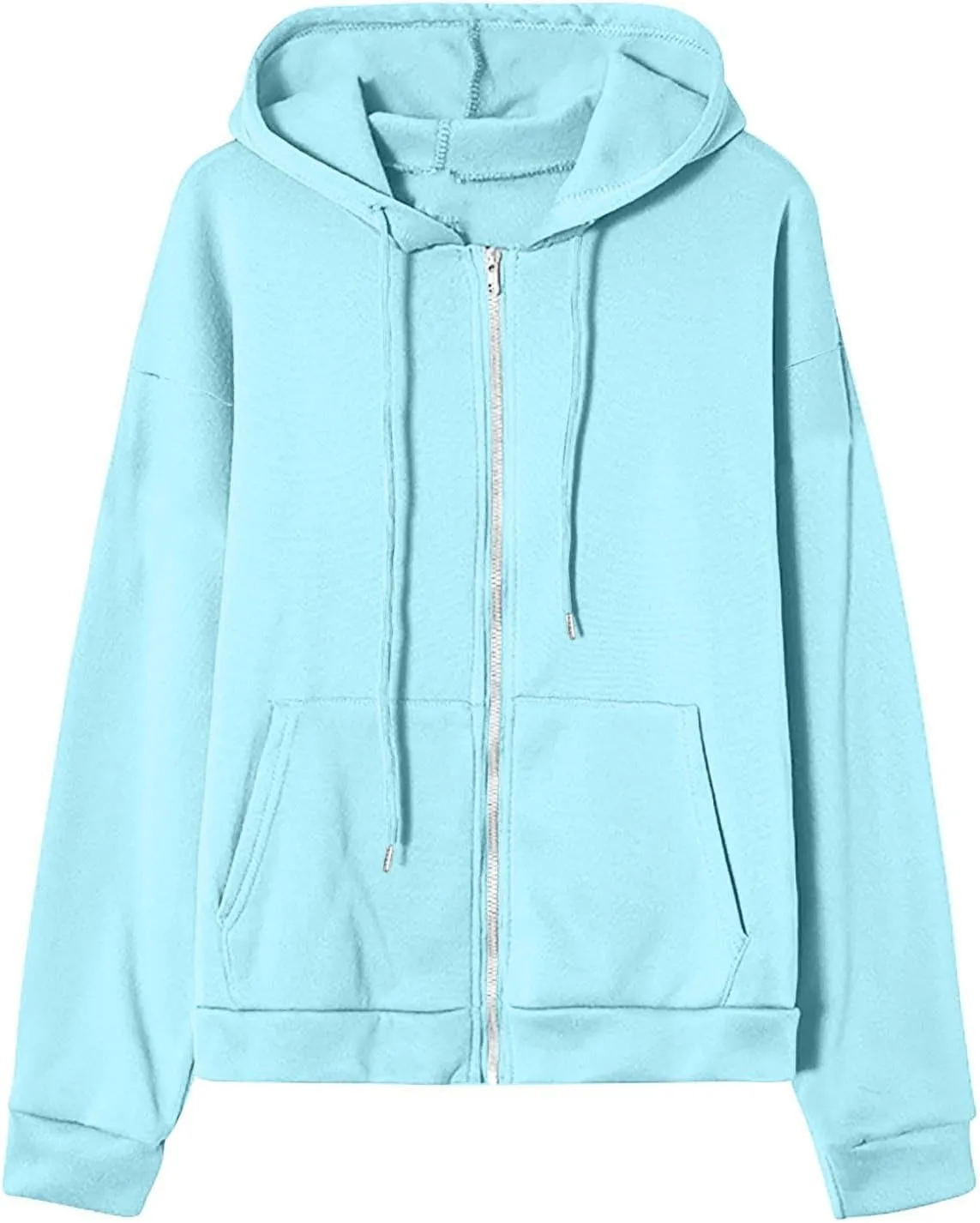 Womens Zip Up Hoodies Long Sleeve Oversized Sweatshirts Fleece Jacket Pockets 2024 Fall Outfits Fashion Clothes