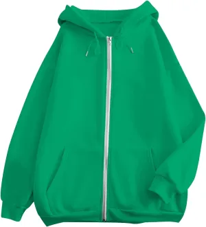 Womens Zip Up Hoodies Long Sleeve Sweatshirts Fall Outfits Oversized Sweatshirt Casual Fashion Jackets