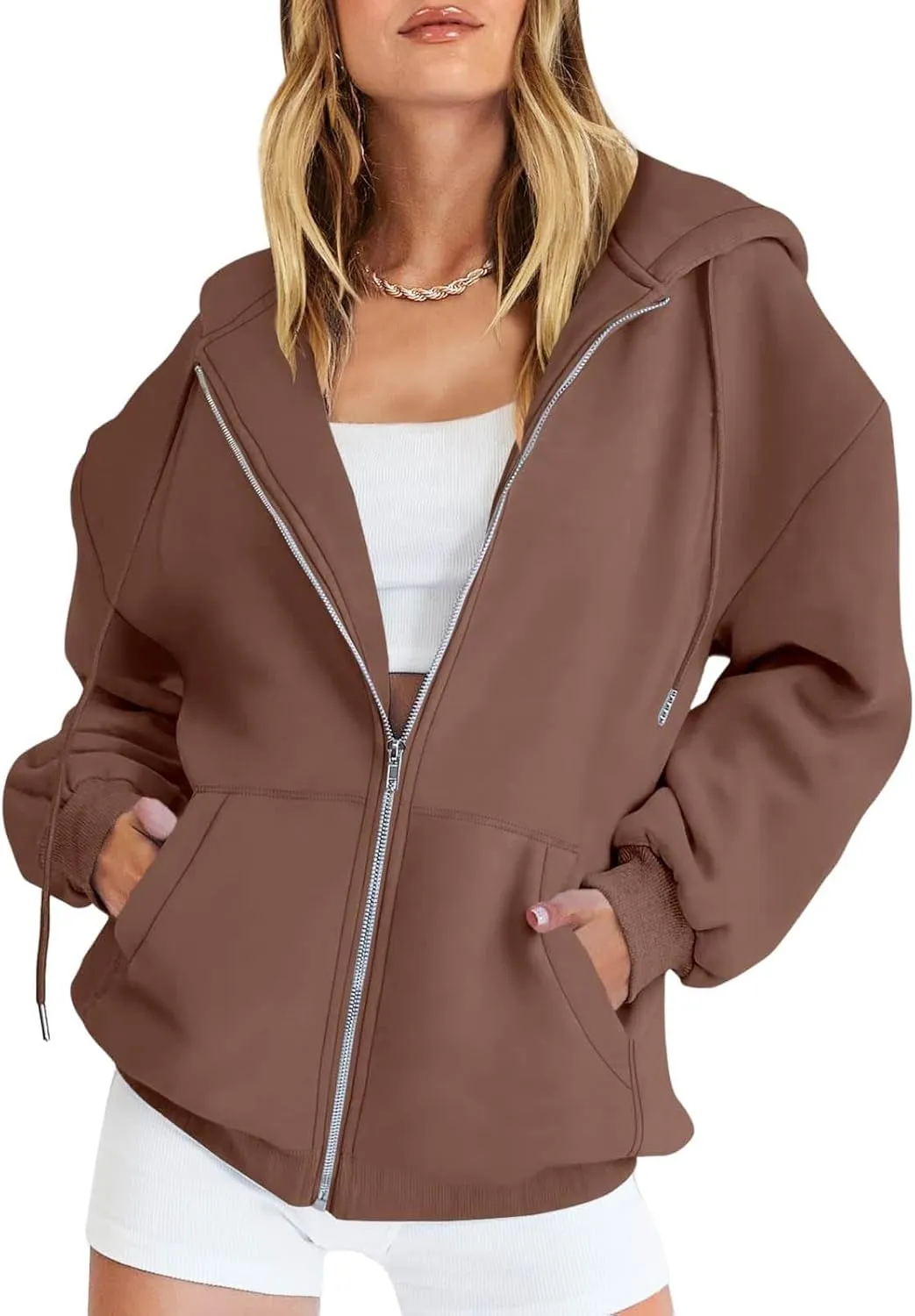 Womens Zip Up Hoodies Long Sleeve Sweatshirts Fall Outfits Oversized Sweatshirt Casual Fashion Jackets