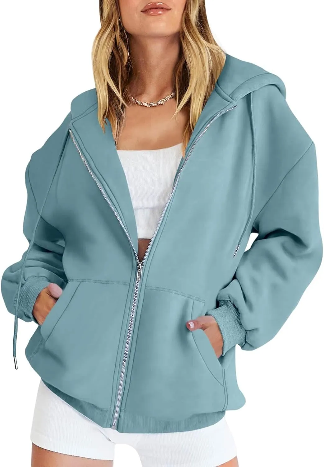 Womens Zip Up Hoodies Long Sleeve Sweatshirts Fall Outfits Oversized Sweatshirt Casual Fashion Jackets