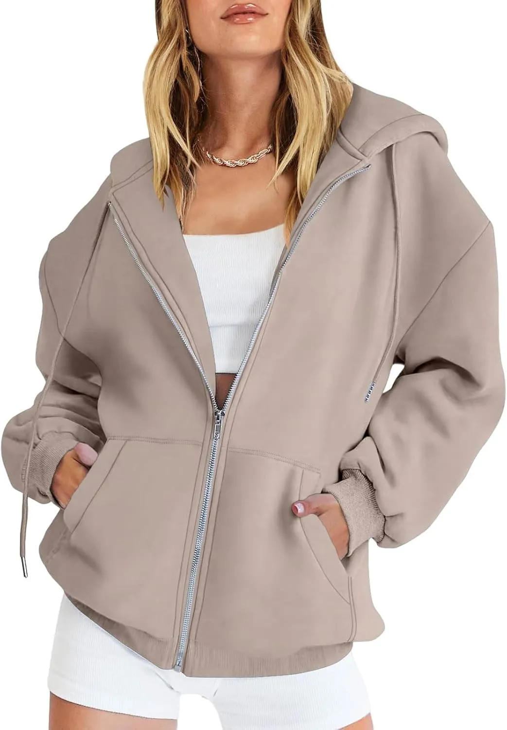 Womens Zip Up Hoodies Long Sleeve Sweatshirts Fall Outfits Oversized Sweatshirt Casual Fashion Jackets