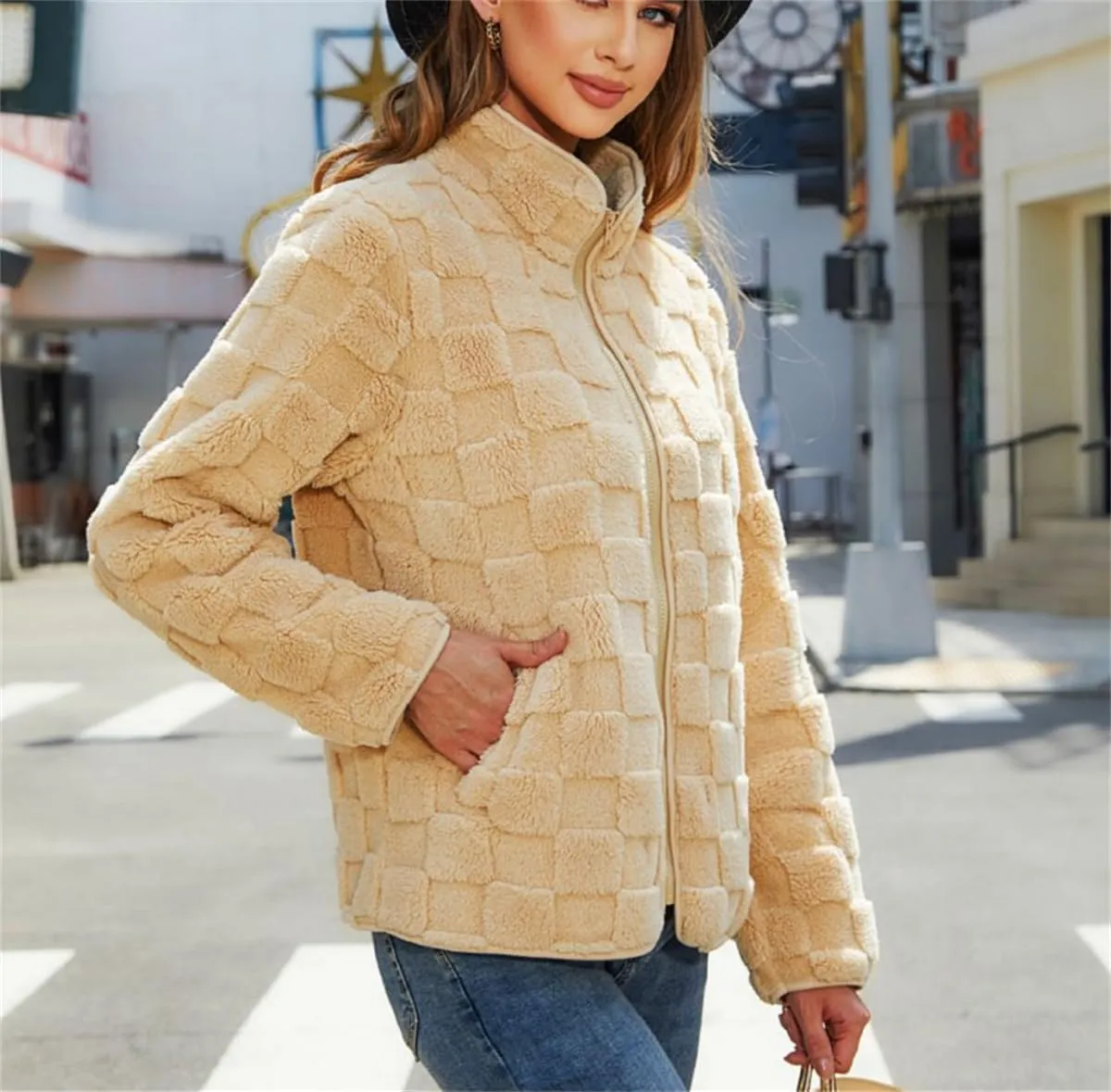 Womens Zip Up Hoodies Sweatshirt Fleece Leopard Print Long Sleeve Drawstring Warm Fuzzy Jacket with Pockets