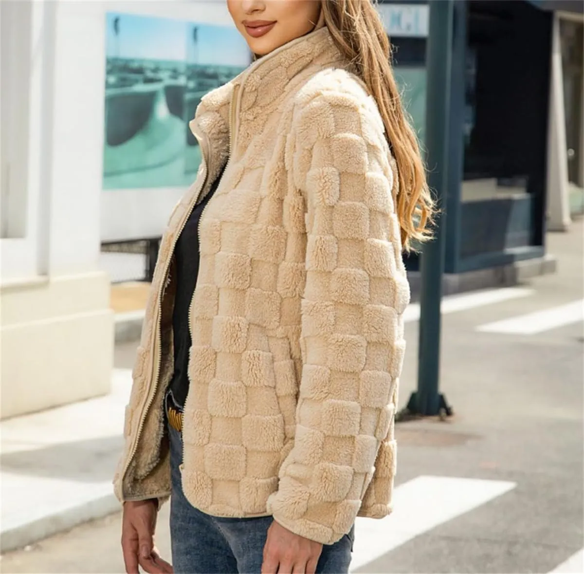 Womens Zip Up Hoodies Sweatshirt Fleece Leopard Print Long Sleeve Drawstring Warm Fuzzy Jacket with Pockets