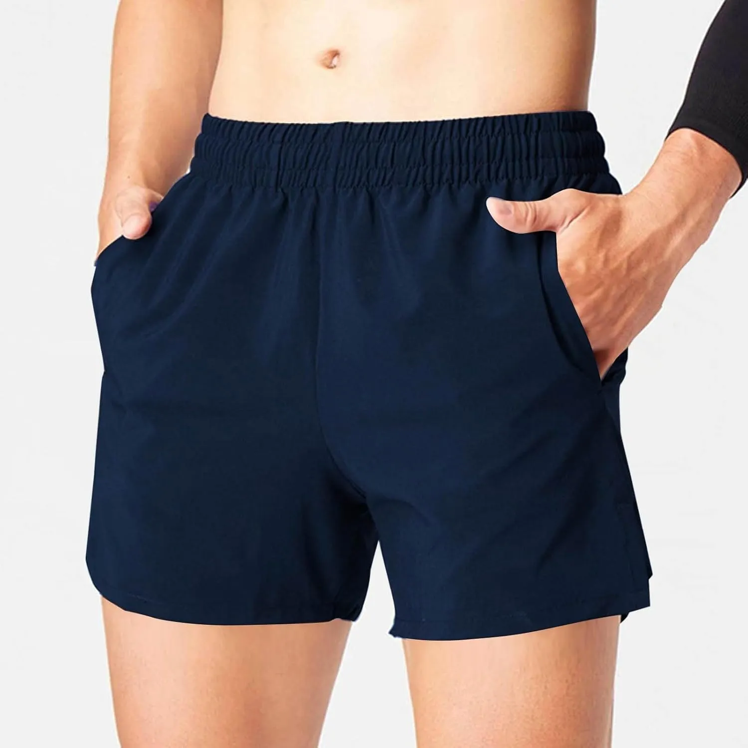 Xiaojmake Mens Running Shorts Quick Dry Athletic Gym Shorts with Zipper Pockets Water Resistant Workout Training Shorts