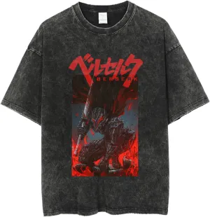 Y2K Tops Men's 90s Vintage Berserk Anime Graphic Shirts Summer Casual Tee Streetwear Harajuku Top Tshirt