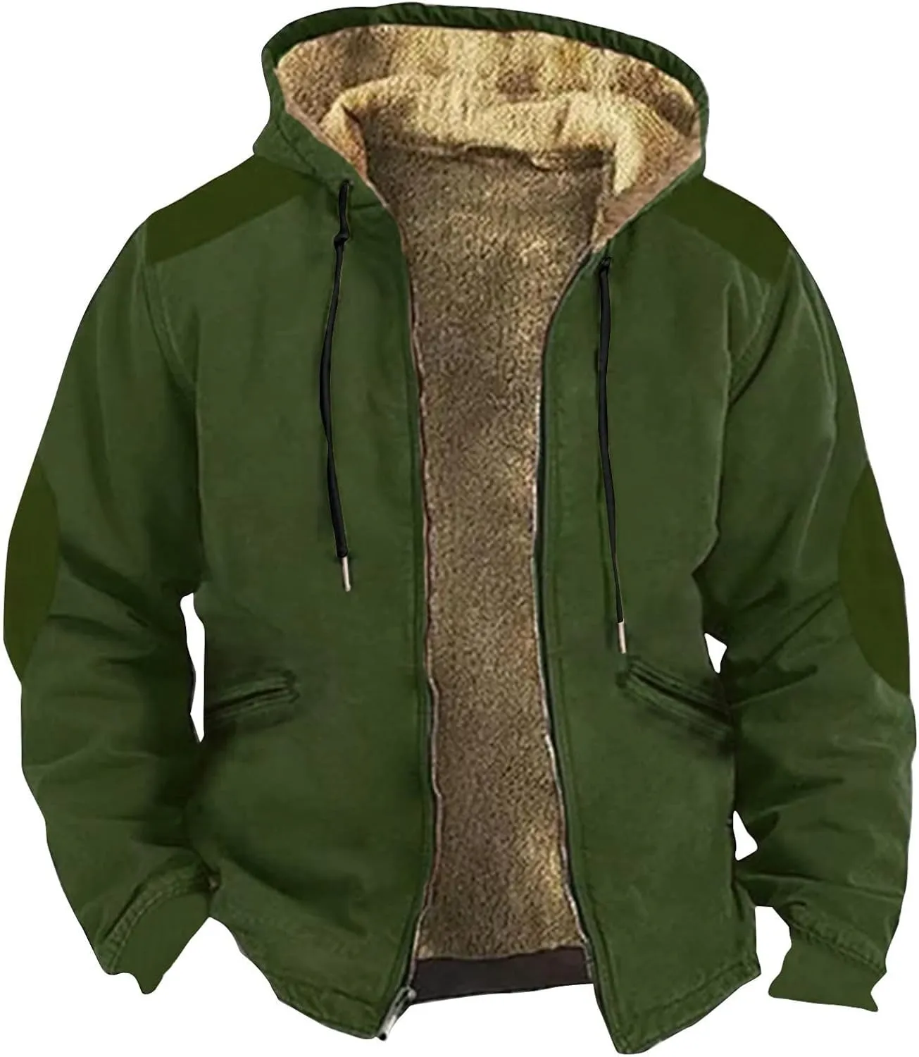 Yesunpxs Winter Jackets for Men Heavyweight Sweatshirt Jacket Zip Up Sweatshirt Fleece Sherpa Lined Hoodie Coat with Pockets