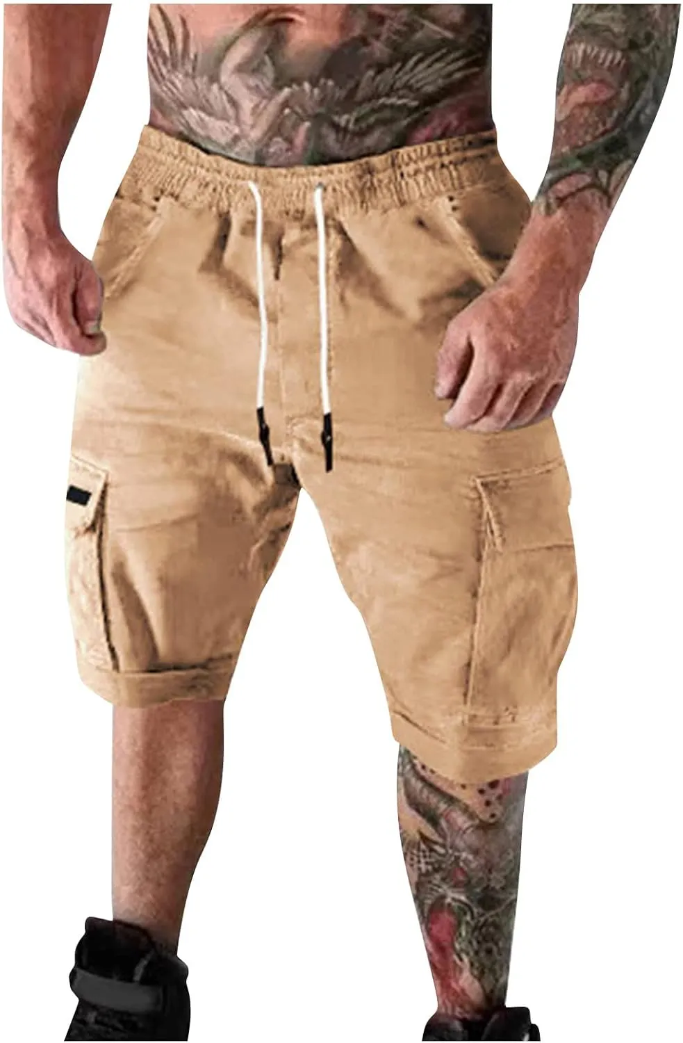 Ymosrh Men's Casual Cargo Shorts with Pockets Summer Short Pants Outdoor Work Shorts for Men, S-5XL