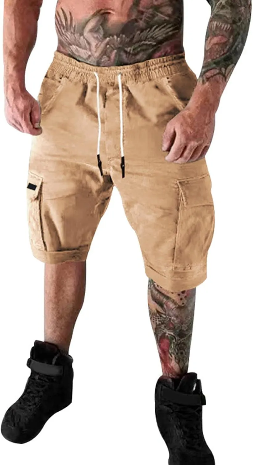 Ymosrh Men's Casual Cargo Shorts with Pockets Summer Short Pants Outdoor Work Shorts for Men, S-5XL