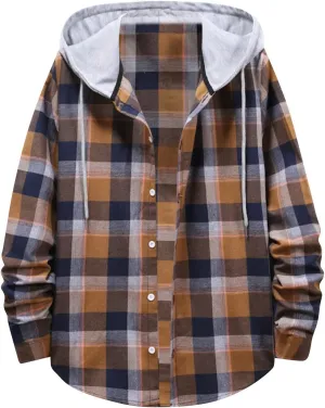 Ymosrh Mens Coats Winter Autumn Style Son Hooded Shirt Men's Loose Long Sleeve Top Fashion Jackets