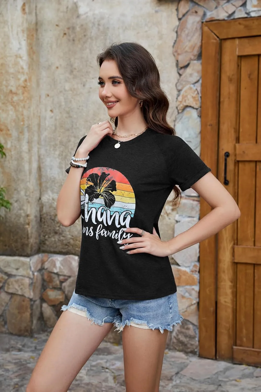 ZAFUL Women Graphic Tshirts Vintage Print Top Cute Summer Casual Short Sleeve Raglan Tee Shirt