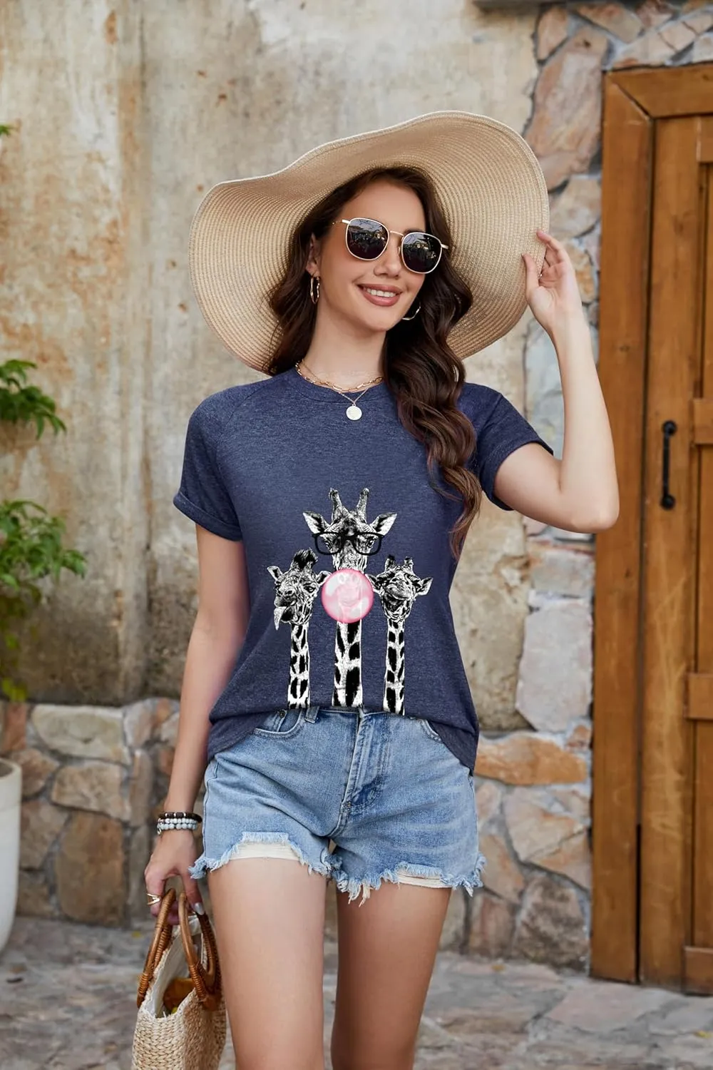 ZAFUL Women Graphic Tshirts Vintage Print Top Cute Summer Casual Short Sleeve Raglan Tee Shirt