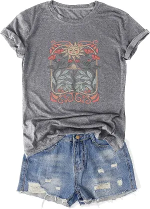 ZAFUL Women Graphic Tshirts Vintage Print Top Cute Summer Casual Short Sleeve Raglan Tee Shirt